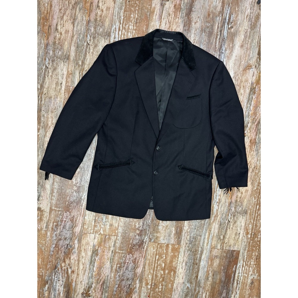 Mens Byblos Blazer Sport Coat Black Fringe Wool & Cashmere Made In Italy Jacket